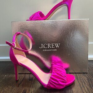 J Crew Satin Scrunch Sandal Rylie Hot Pink